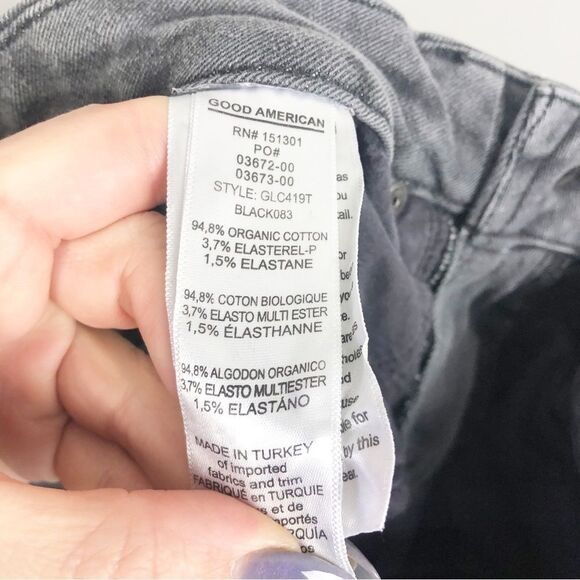 GOOD AMERICAN | Good Legs Crop Black Wash Gray Denim Jeans Women’s Size 8 - Picture 8 of 8